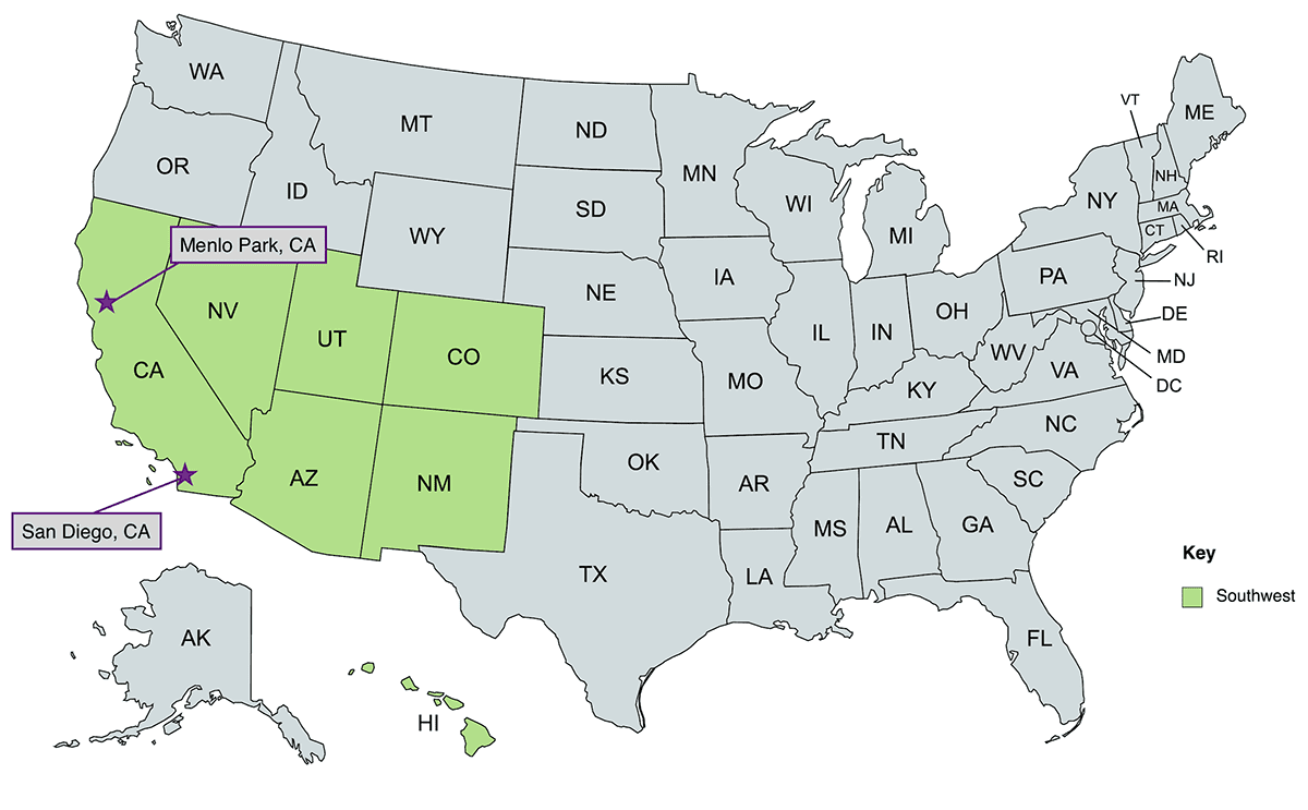 Service Area: California, Nevada, Utah, Arizona, Colorado, and New Mexico